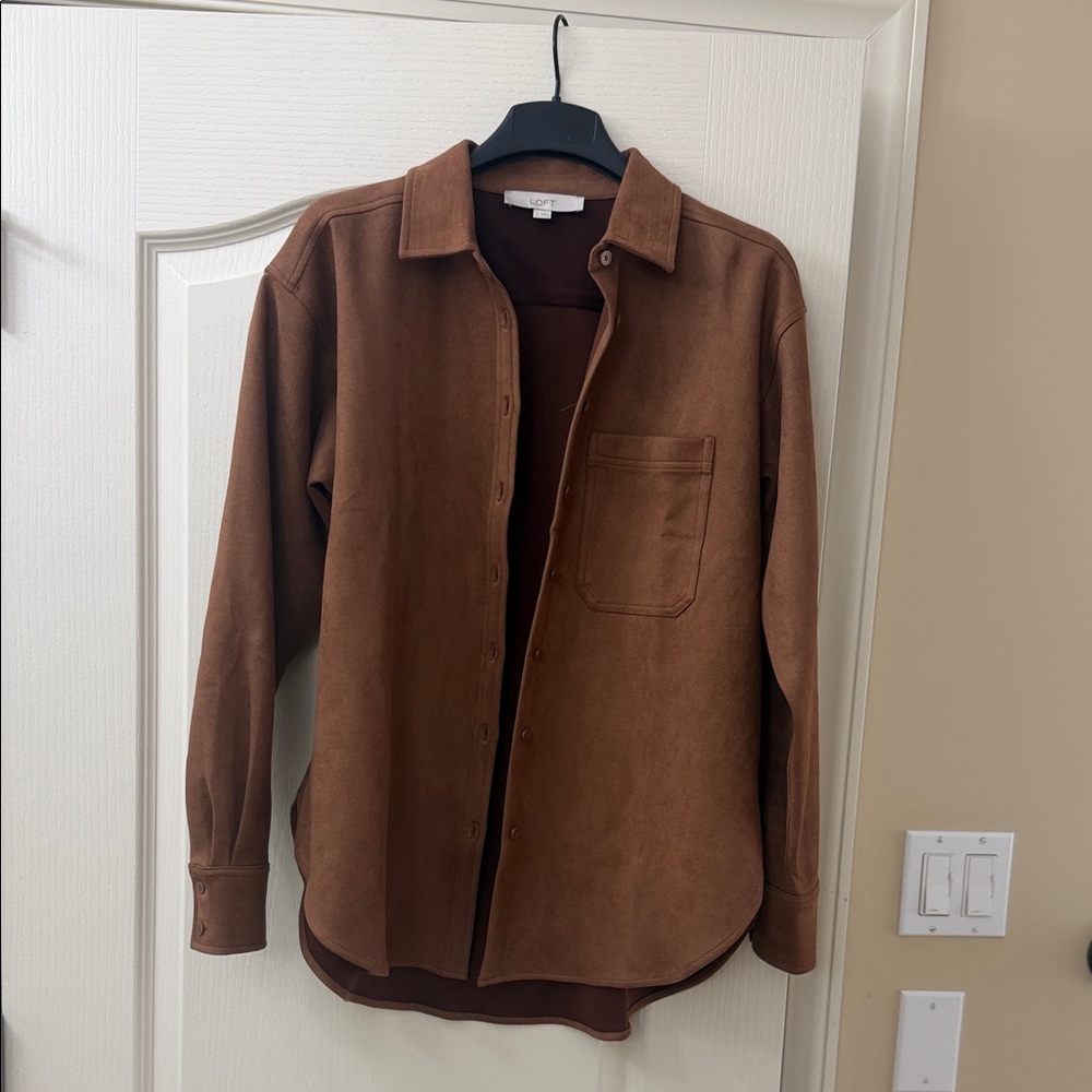 LOFT Brown Suede-Look Shirt Jacket NWOT